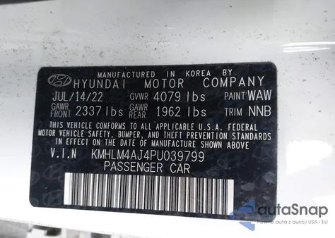 2023 Hyundai Elantra Hybrid Blue from USA, damaged, VIN KMHLM4AJ4PU039799